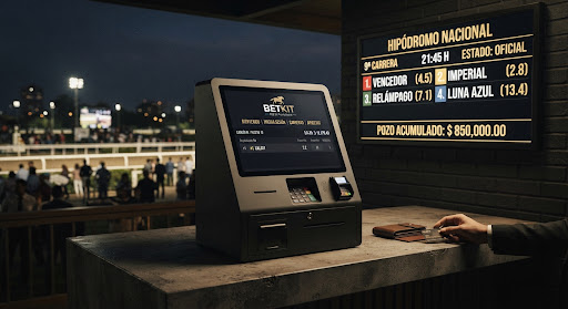 Terminal de apuestas BetKit en una agencia hípica